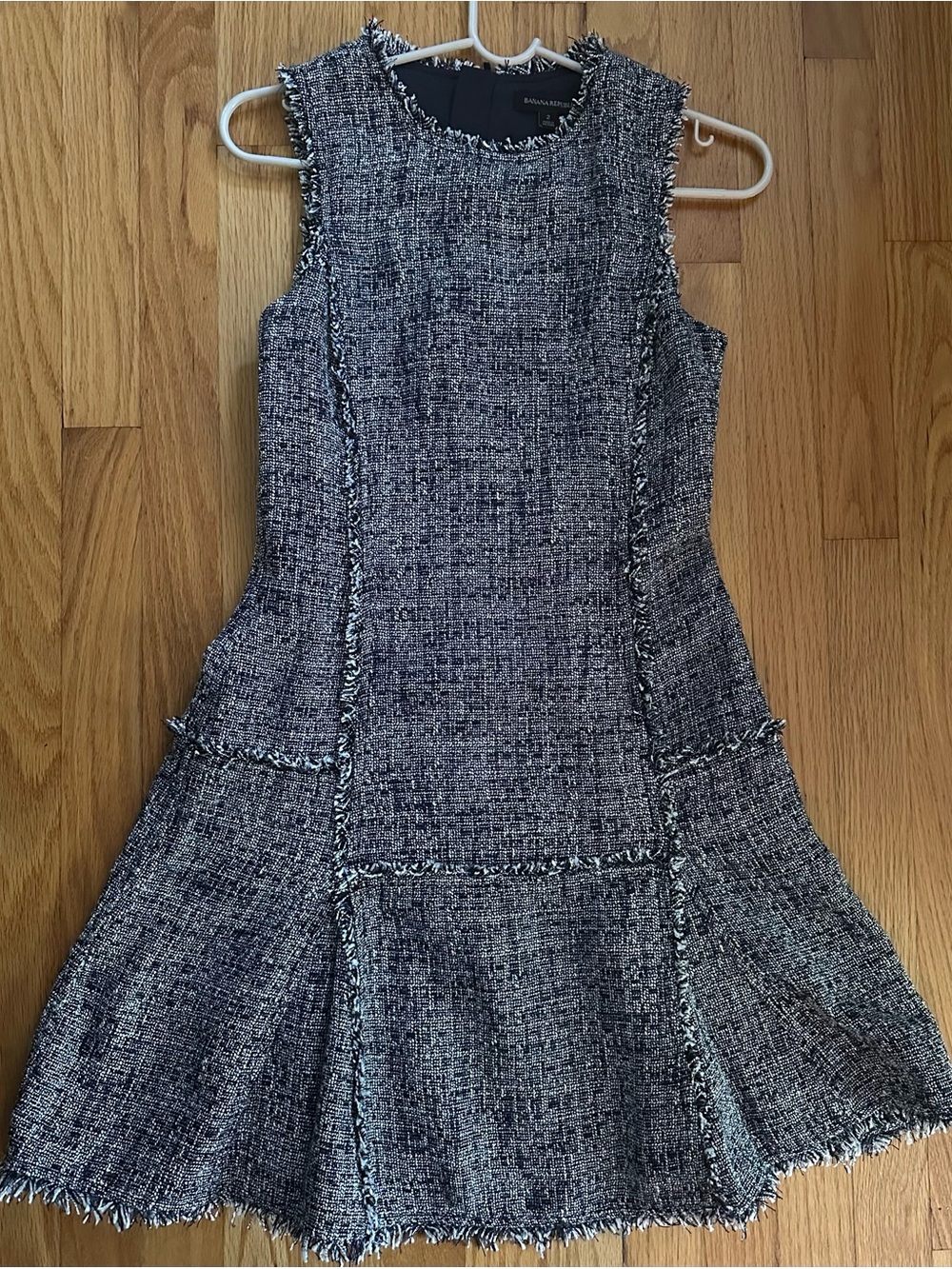 Banana Republic Tweed Fit-and-Flare Dress in Black and White